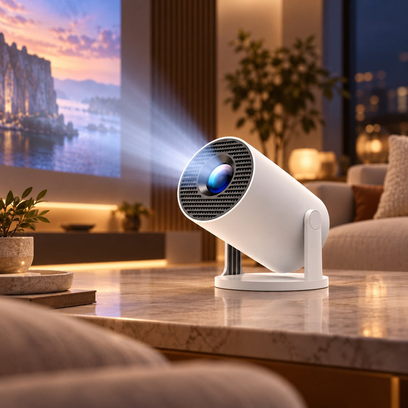Vidéoprojecteur Luvareon projetant un film dans un salon