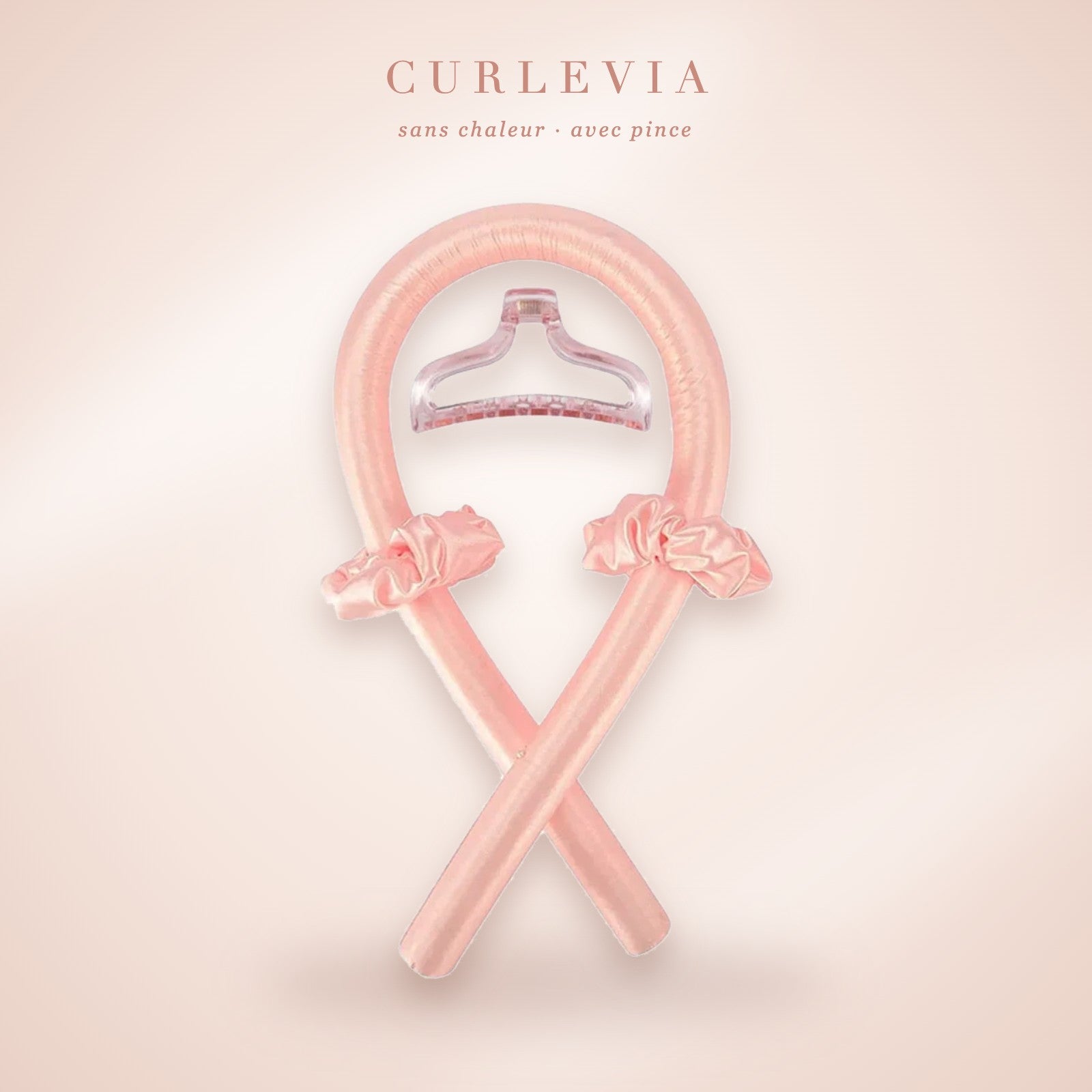 Kit boucleur sans chaleur Curlevia rose orangé avec pince